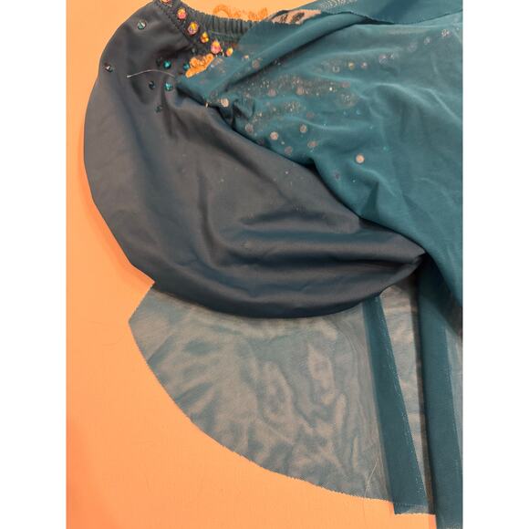 Design Worx Semi-Custom Girls Lyrical 2 Pc Costume Blue Gold Stones Added YL - Picture 5 of 11